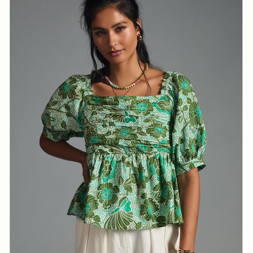 Anthropologie Nikasha Babydoll Poplin Blouse xl